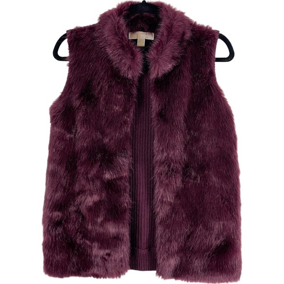 MICHAEL Michael Kors Jackets & Blazers - Michael Kors Wine Faux Fur and Knit Sweater Vest (S)